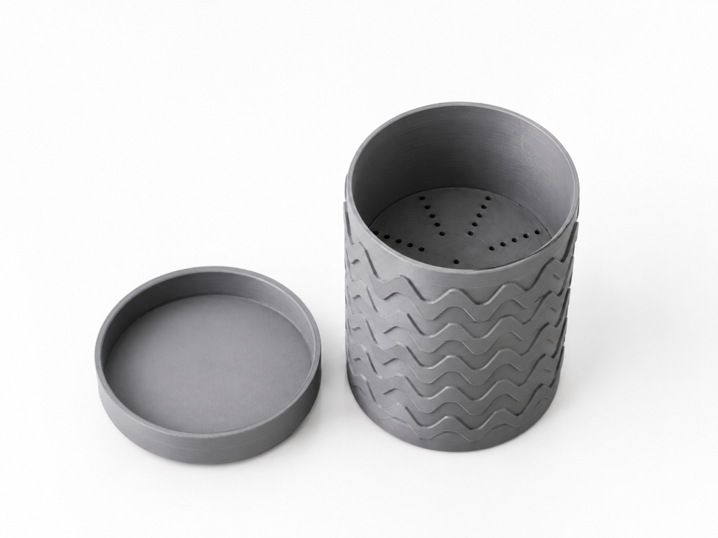 Wave Indoor Planter Pot with Drainage Saucer – 3D Printed Plant Pot